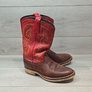 Double H Women 3390 Red&Brown Cowboy Western Leather Boots Shoes 9M
